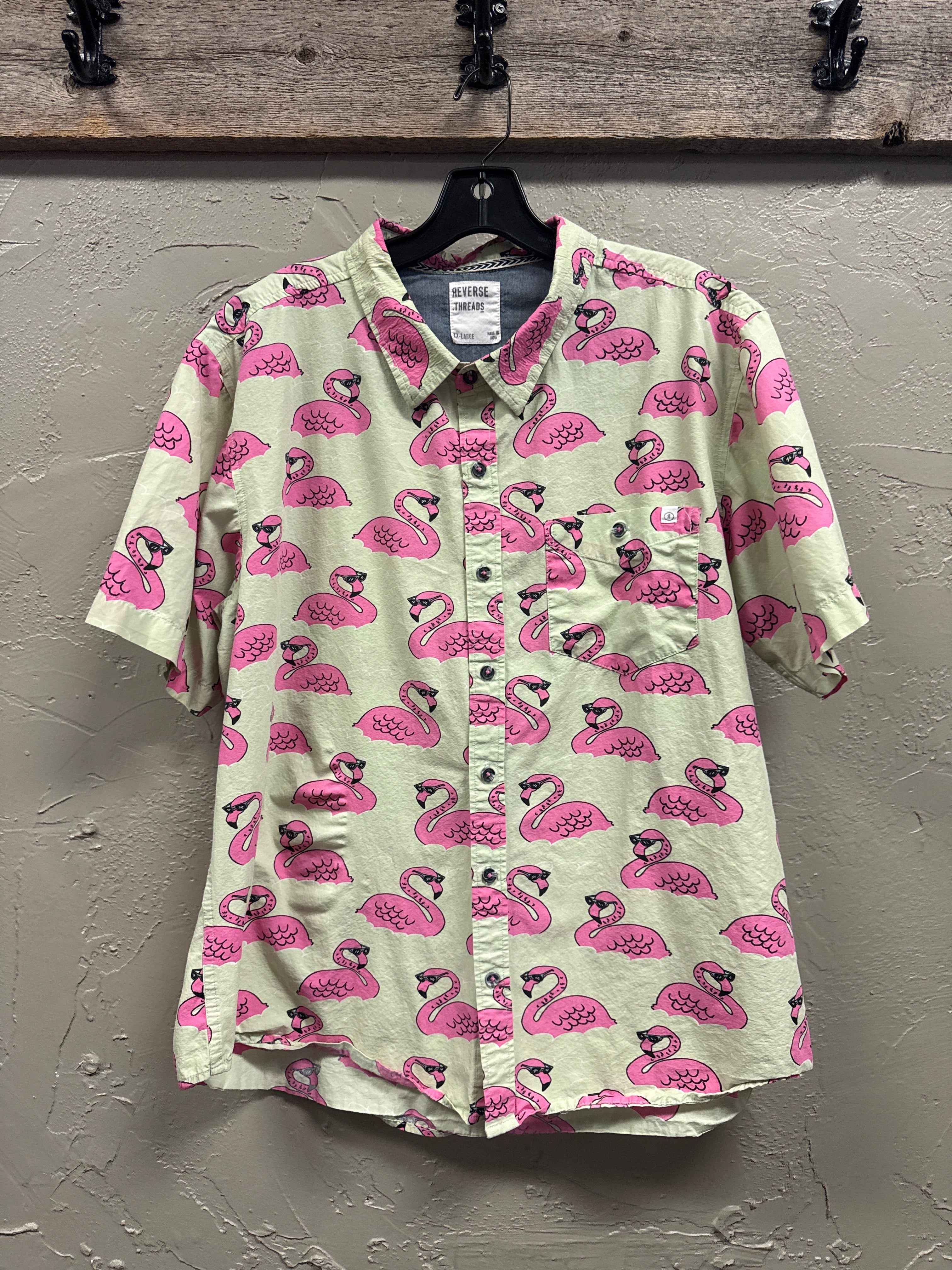 Reverse Threads Flamingo Button Up