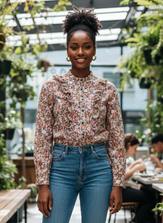 THE SHIRT Floral Ruffle Blouse (org$170)