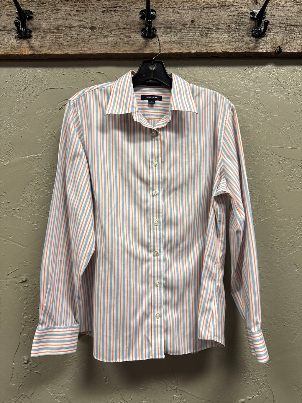 Lands End No-Iron Striped Button Down