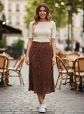 Exlura Polka Dot Pleated Skirt