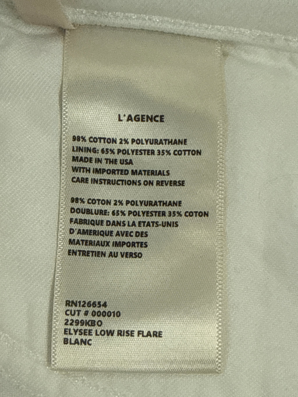 NWT L'Agence Low-Rise Flare (org$265)