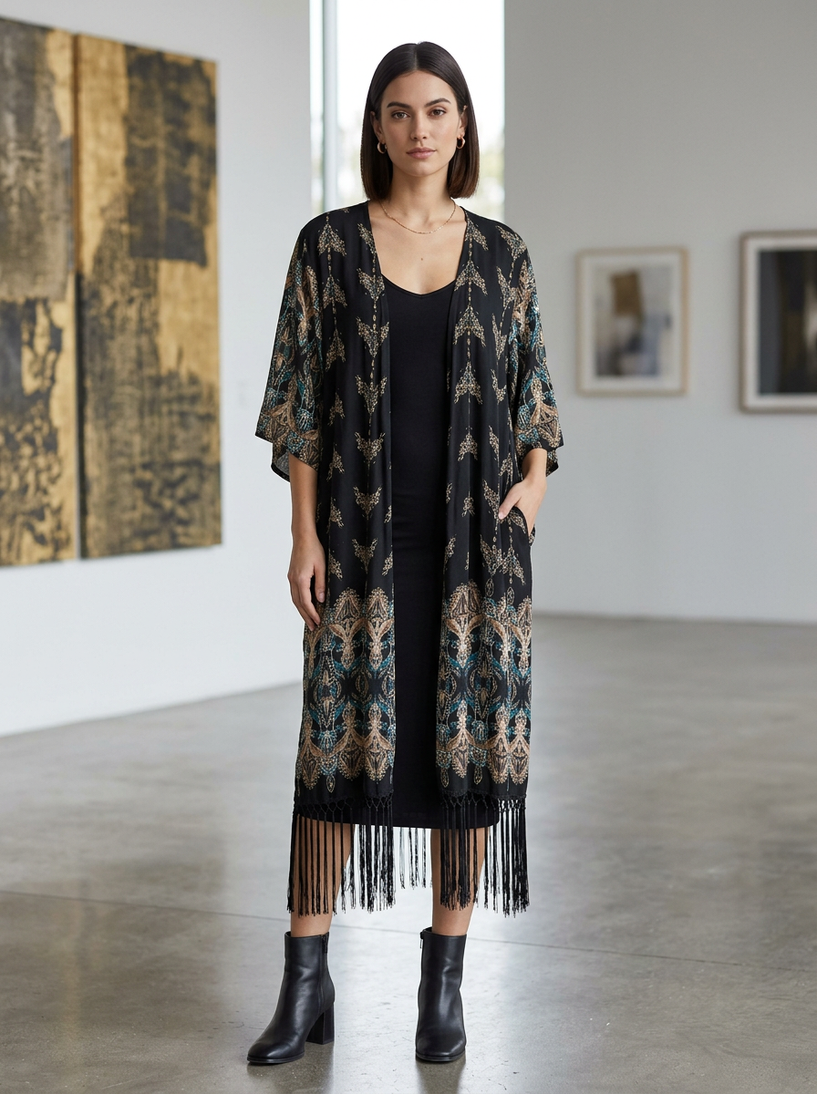 Boho Open-Front Kimono Wrap