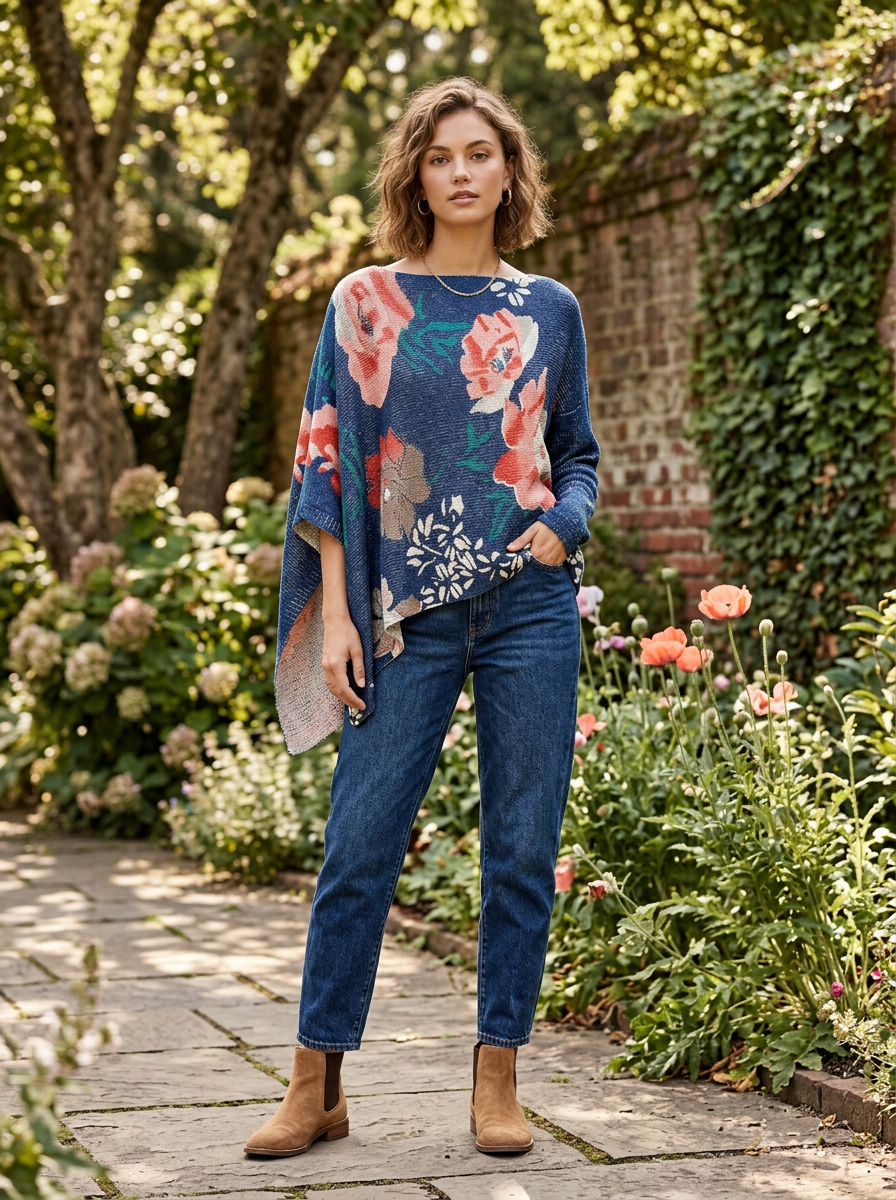 Colleen Lopex Floral Poncho