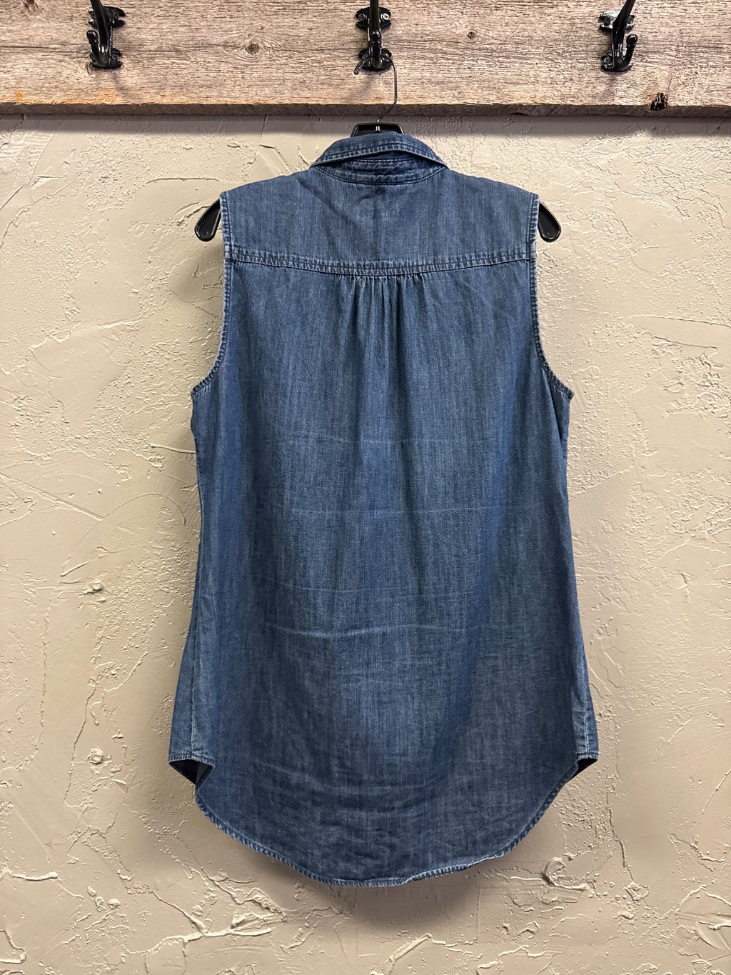 Sleeveless Chambray Button-Down