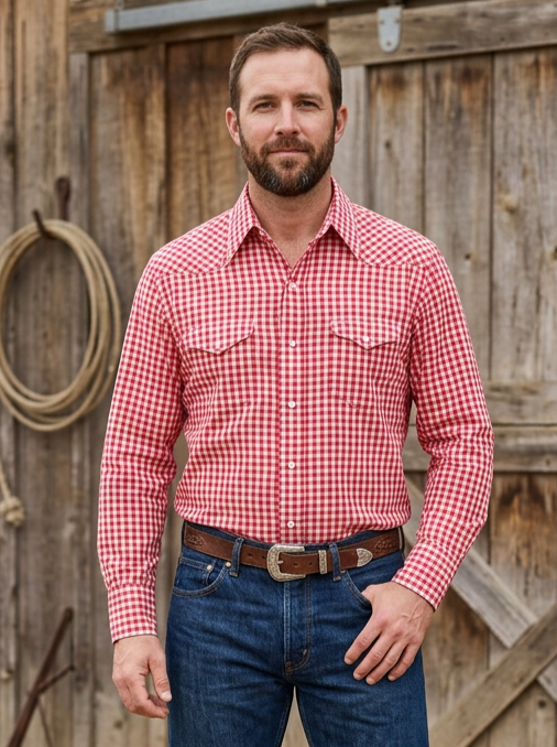 Vtg Bar-F Picnic Plaid Shirt