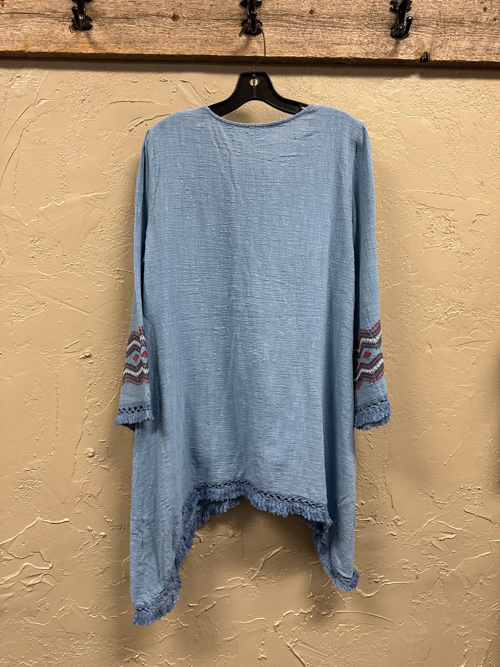 NWOT Indigo Thread Embroidered Gauze Tunic