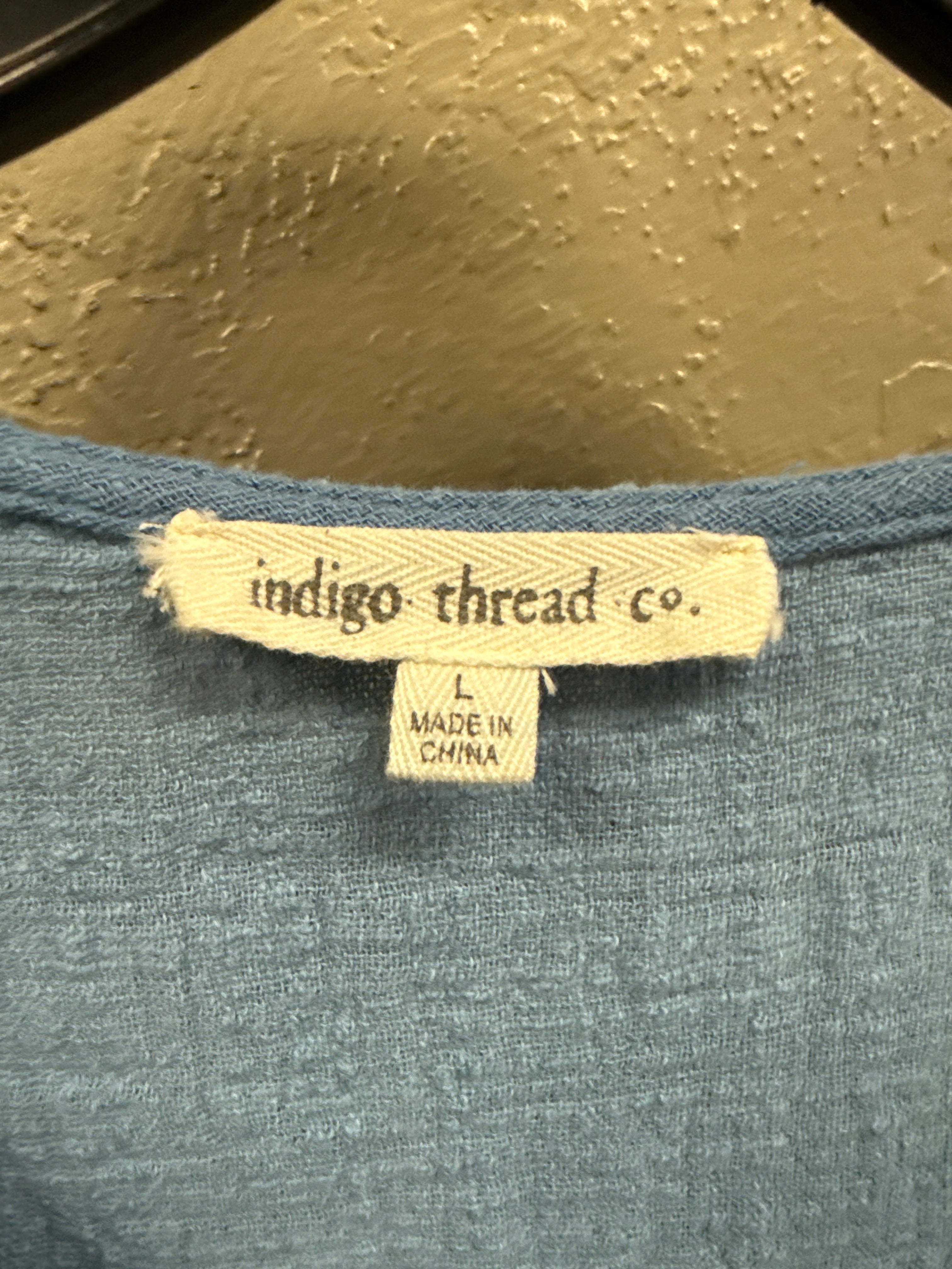 NWOT Indigo Thread Embroidered Gauze Tunic