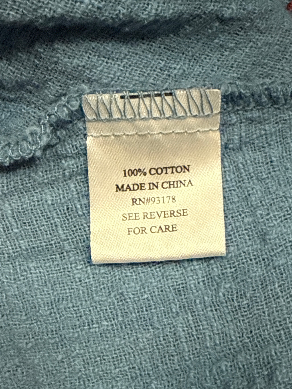 NWOT Indigo Thread Embroidered Gauze Tunic