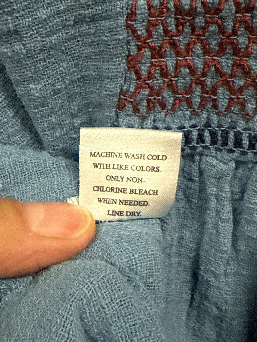 NWOT Indigo Thread Embroidered Gauze Tunic