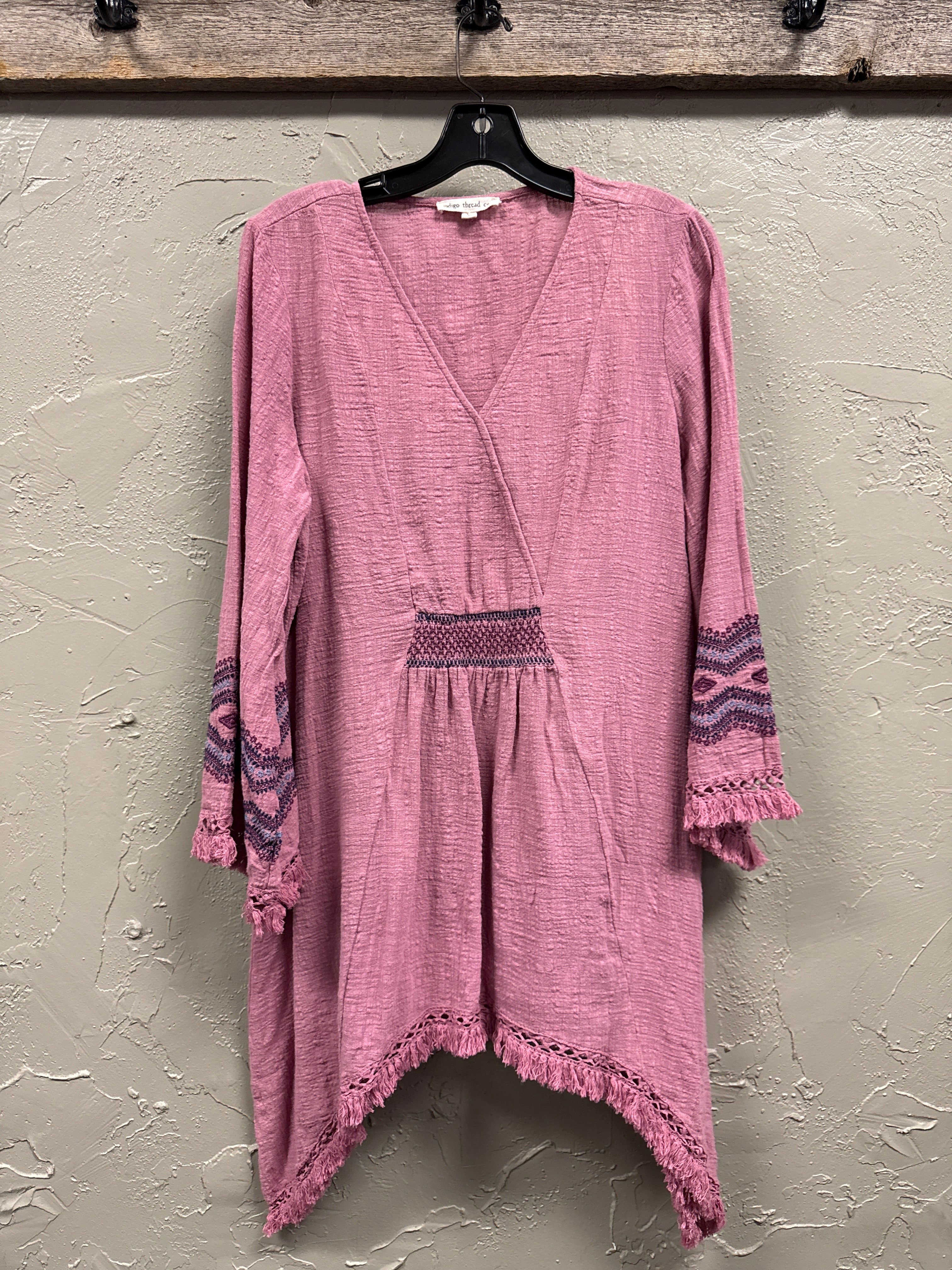 NWOT Indigo Thread Embroidered Gauze Tunic
