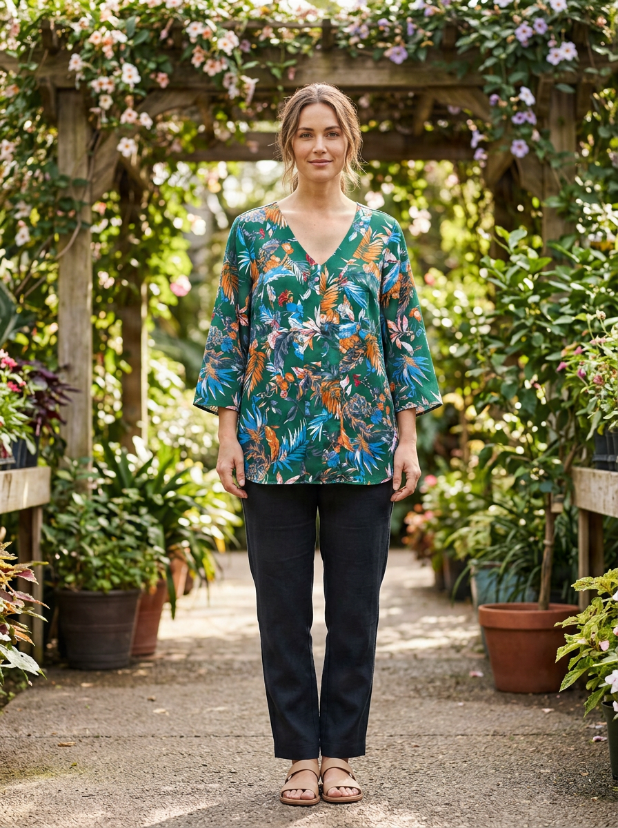 NWOT mod/x Tropical Print Tunic (org$48)