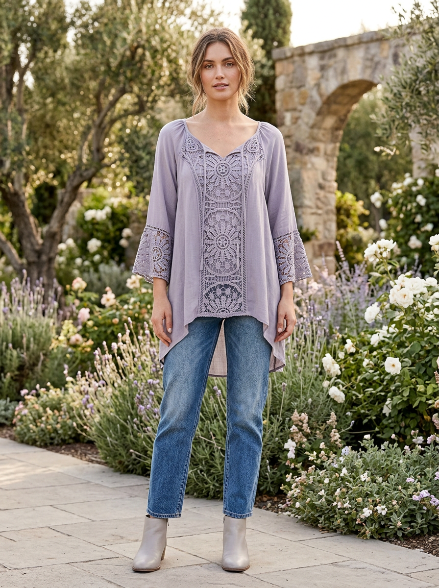 NWOT Indigo Thread Boho Peasant Blouse (org$49)