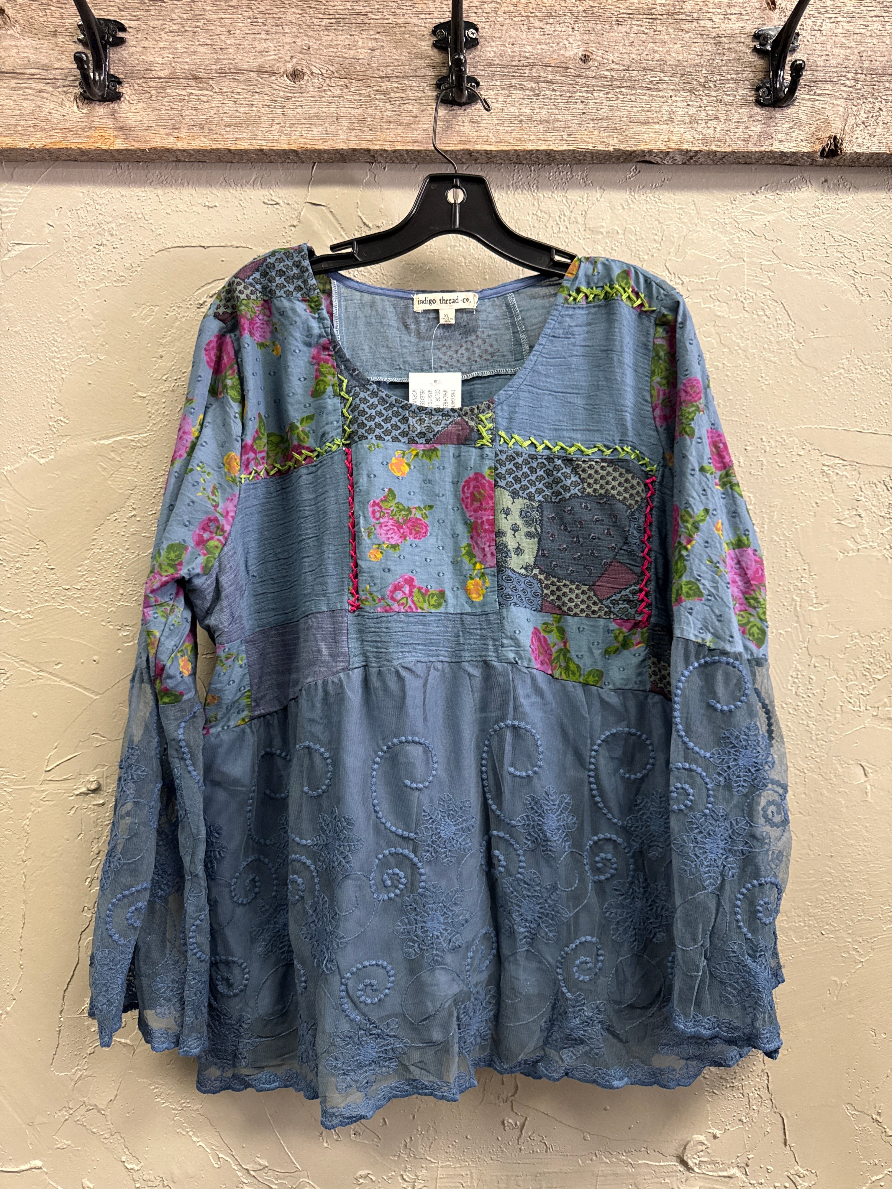 NWT Indigo Thread Patchwork Top (org$65)