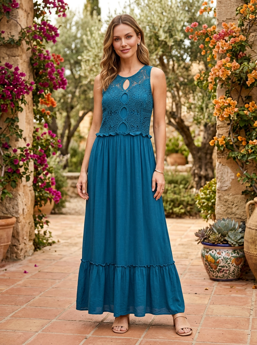 NWOT Indigo Thread Sleeveless Maxi Dress (org$80)
