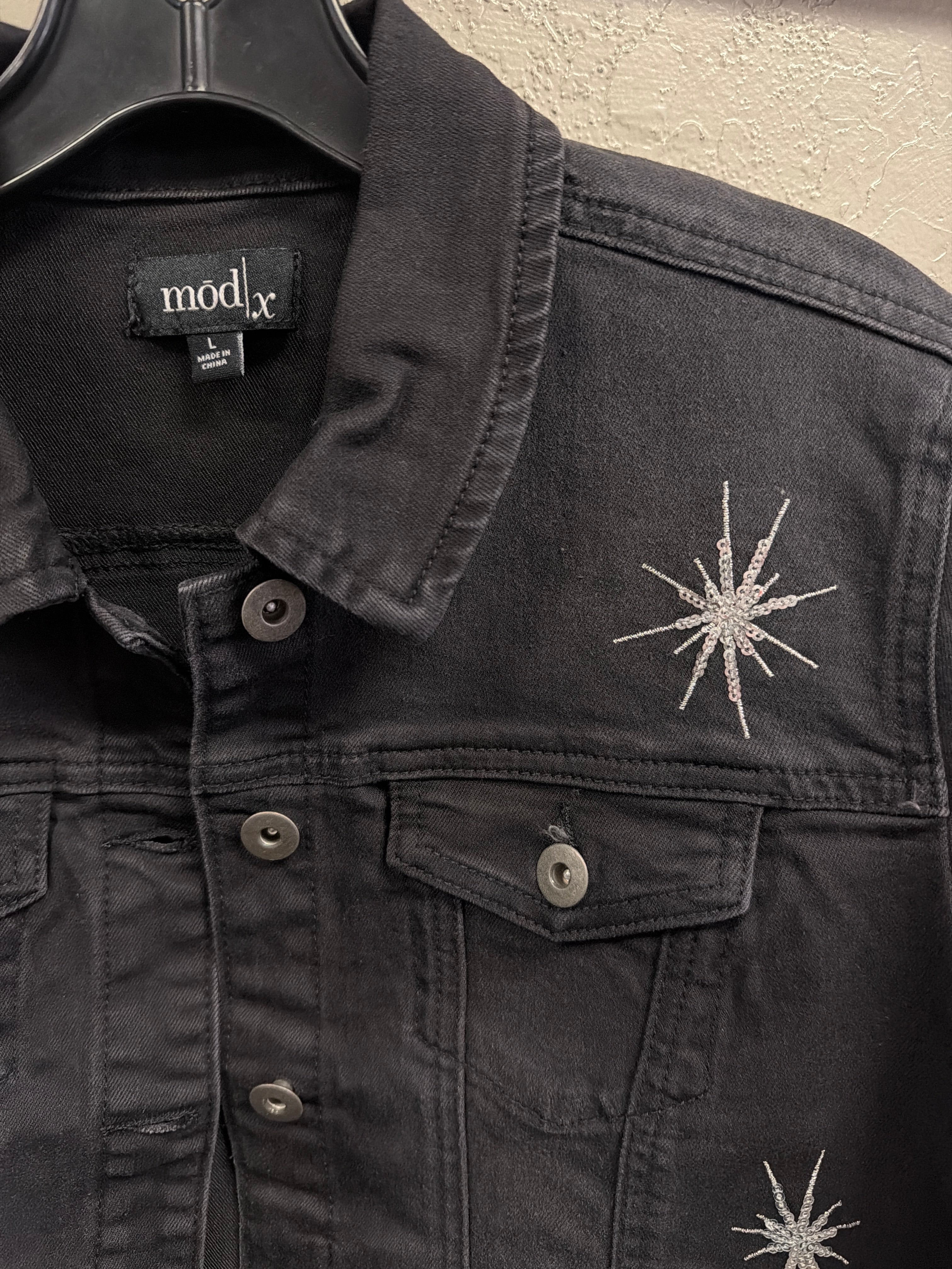 mod/x Star Sequin Denim Jacket (org$85)