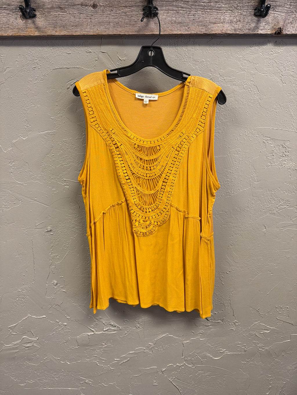 NWOT Indigo Thread Boho Crochet Yoke Top