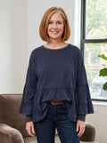 NWOT Indigo Thread Tiered Ruffle Top