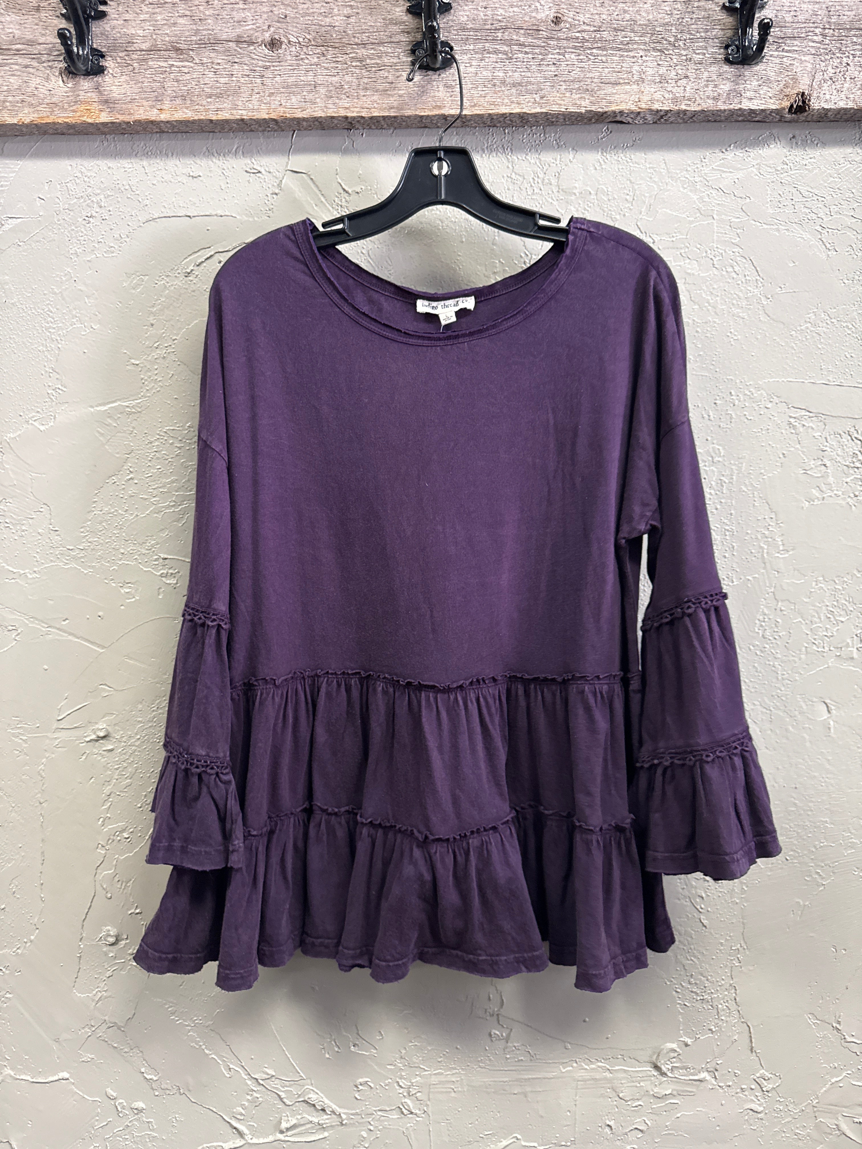 NWOT Indigo Thread Tiered Ruffle Top