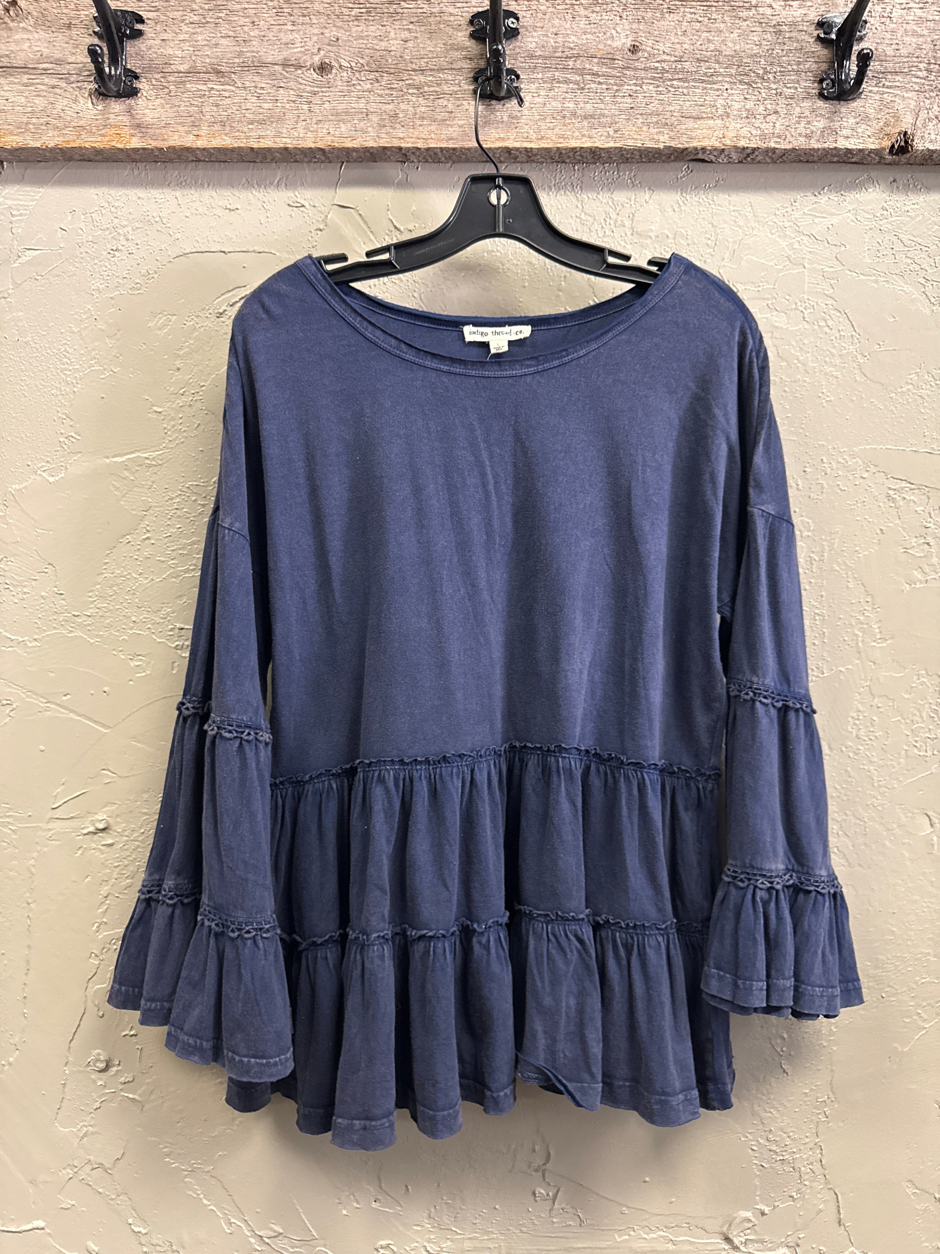 NWOT Indigo Thread Tiered Ruffle Top