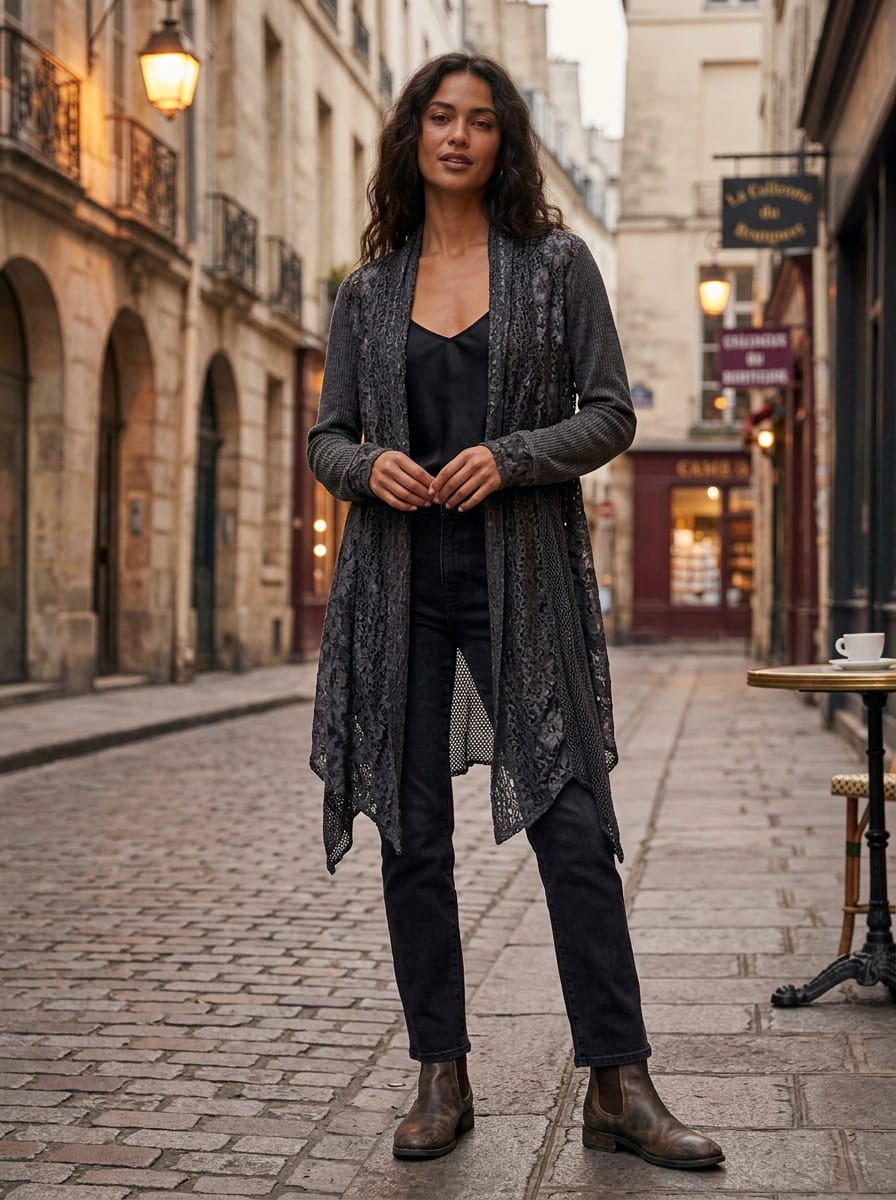 NWT Kamana Mixed-Media Open Cardi (org$68)