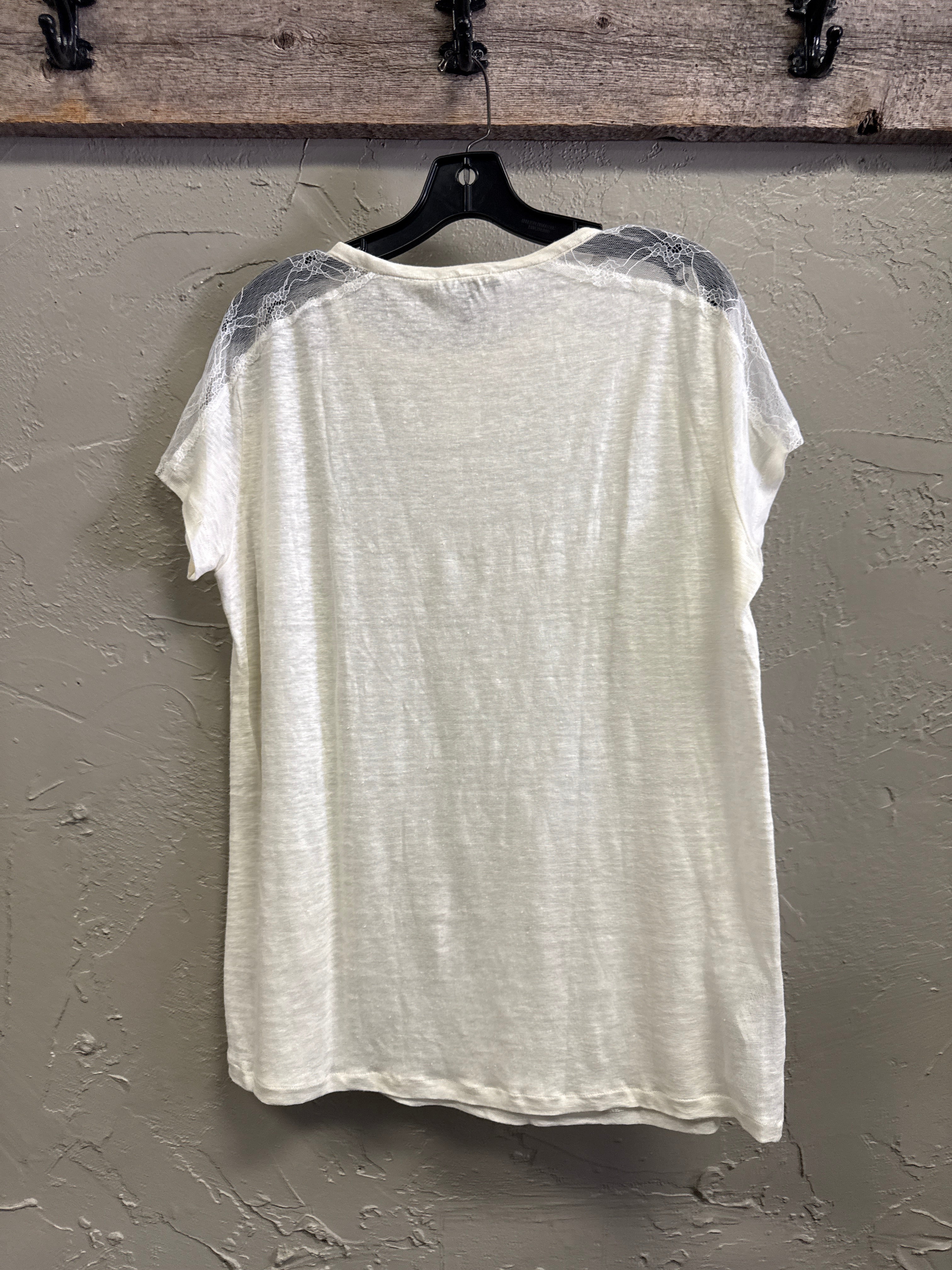NWT MNG Lace Shoulder Raglan Tee (org$36)