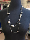 Silvertone Beaded Station Necklace