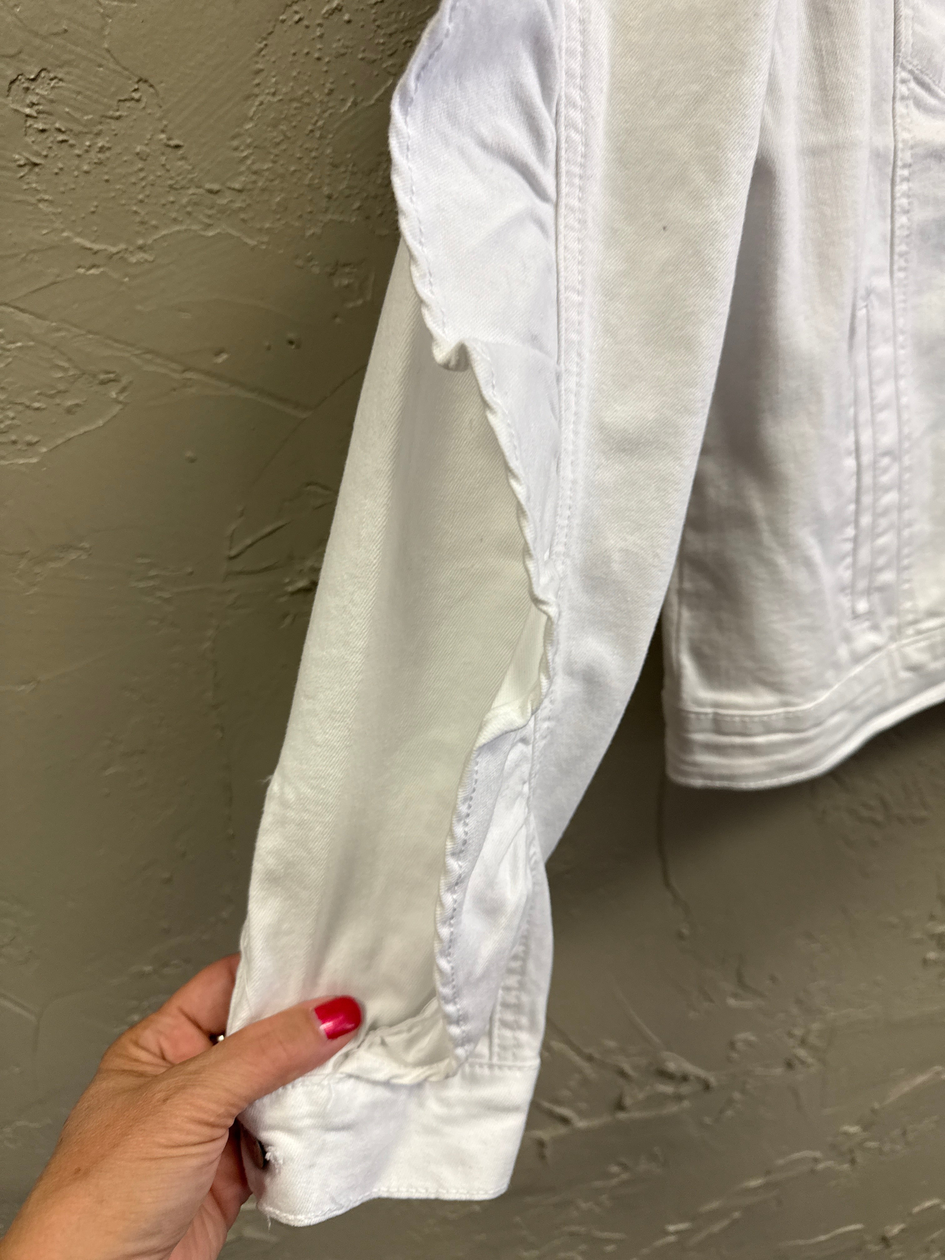 NWOT Kate & Mallory Ruffle Sleeve Denim Jacket (org$79)