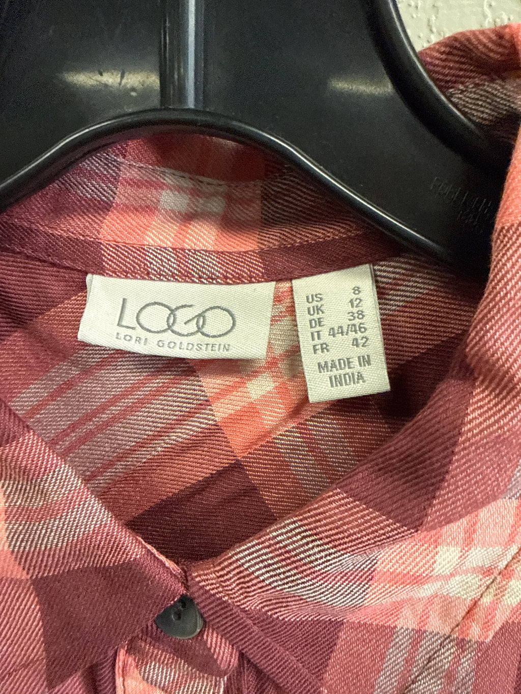 NWOT LOGO Plaid Tunic with Lace Details (org$74)