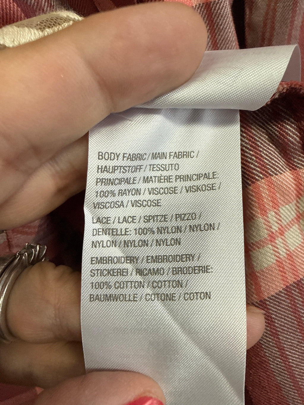 NWOT LOGO Plaid Tunic with Lace Details (org$74)