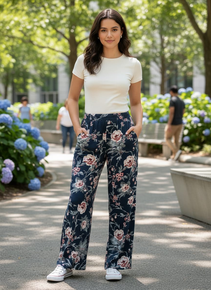 NWT Band of Gypsies Floral Wide-Leg Pant