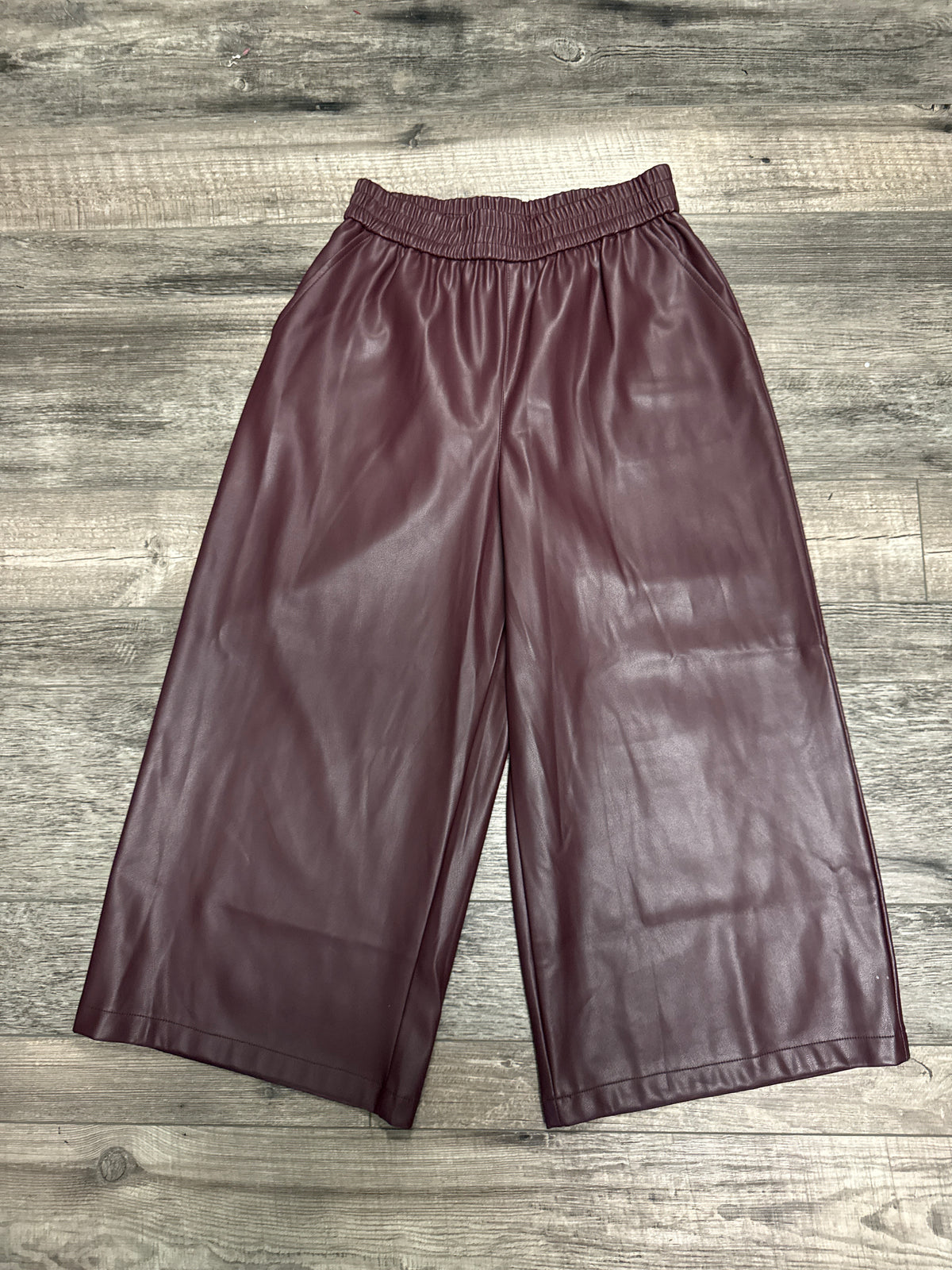 Faux Leather Wide-Leg Crop Pants