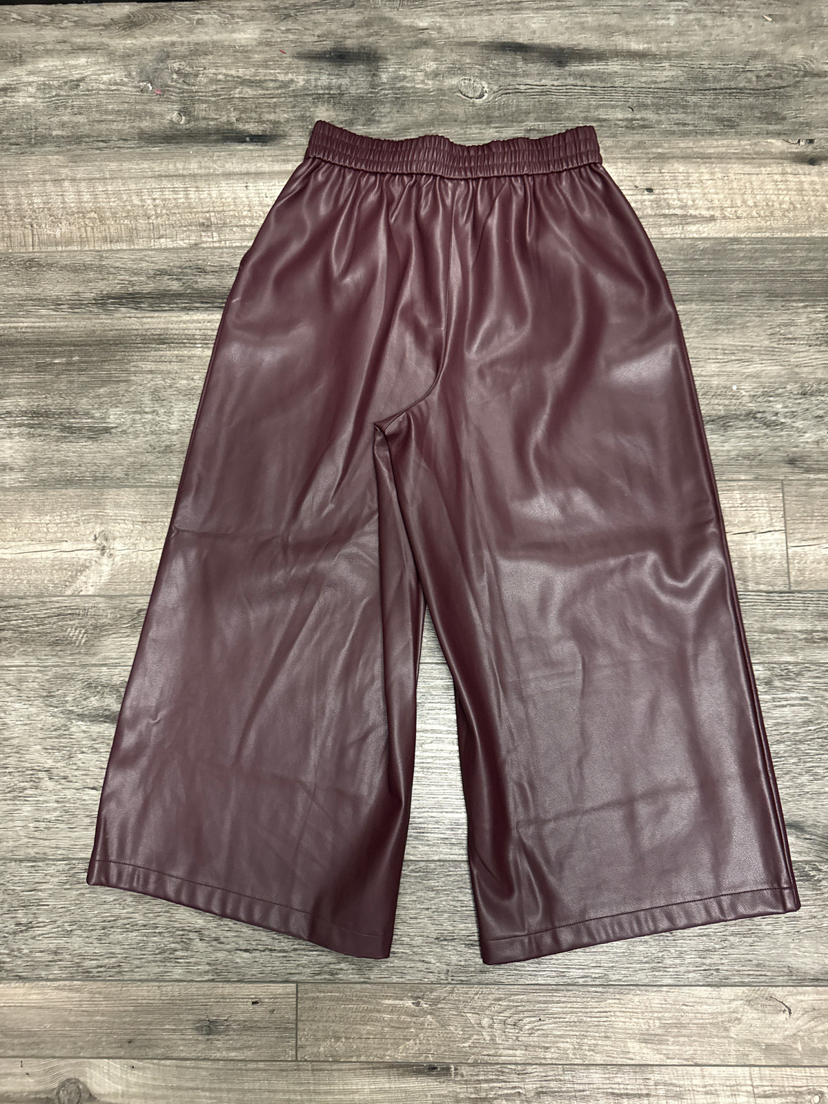 Faux Leather Wide-Leg Crop Pants