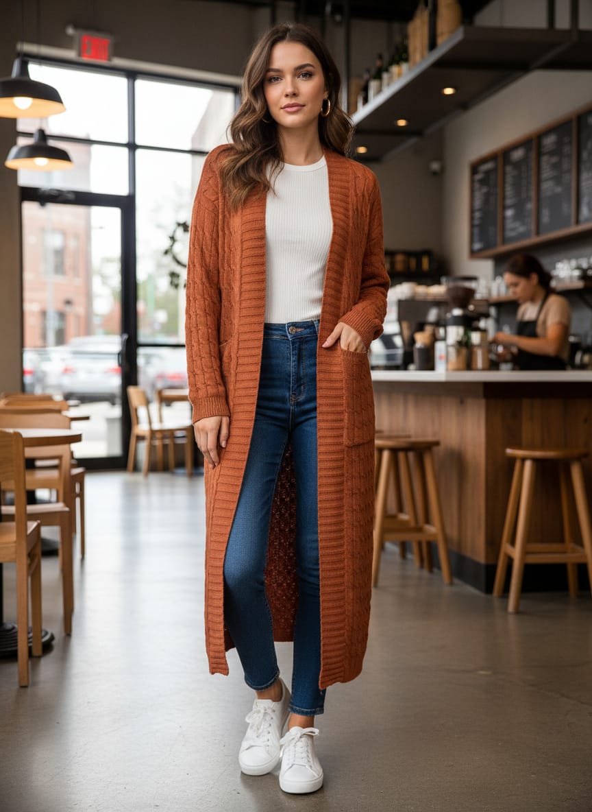 Cable-Knit Maxi Duster