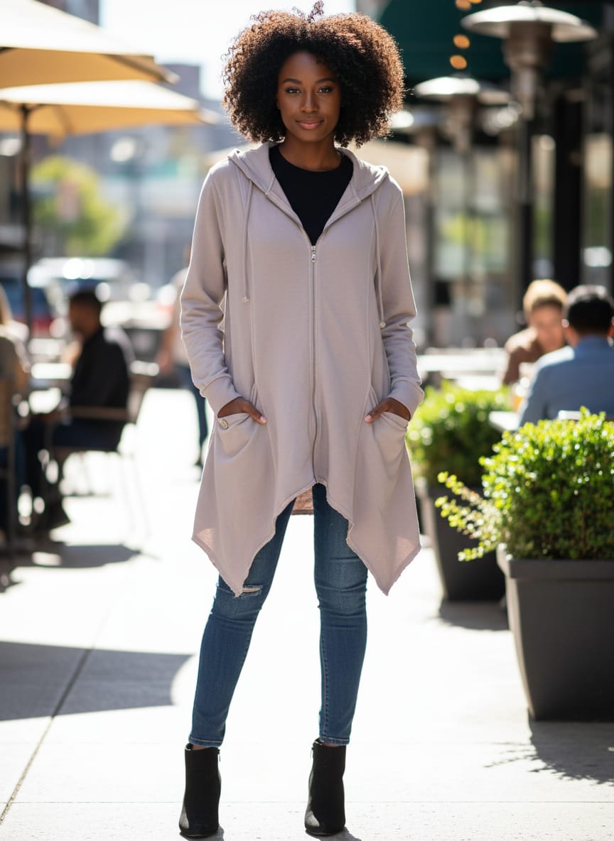 I Can Too Asym Full-Zip Tunic Hoodie (org$89)