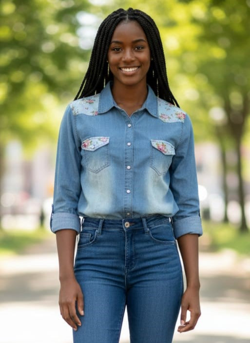 NWT Floral Patchwork Western Shirt