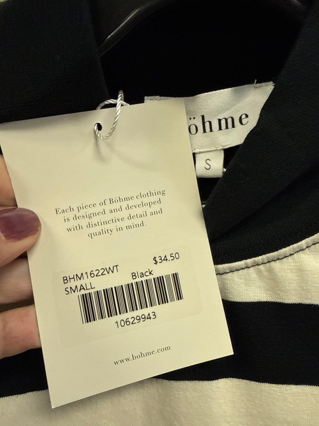 NWT Bohme Striped Mock-Neck Tee (org$35)