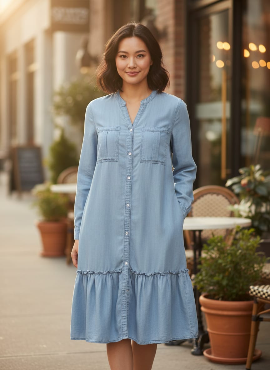 NWOT oSo Chambray Drop Waist Dress
