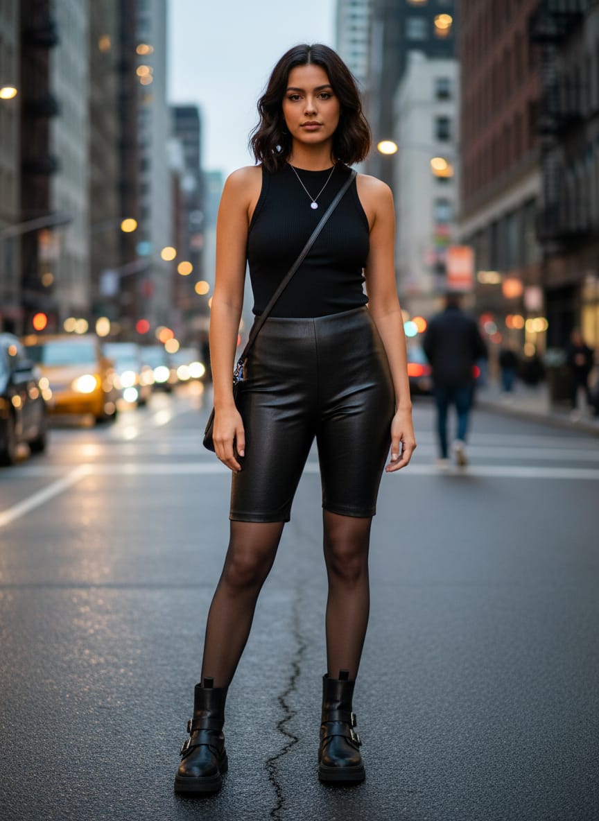 Benie LA Vegan Leather Biker Shorts