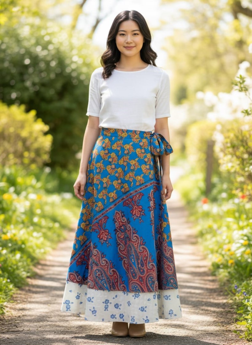 Reversible Sari Wrap Skirt