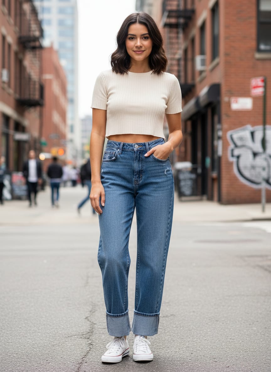tgla High-Rise Cuffed Jean (org$62)