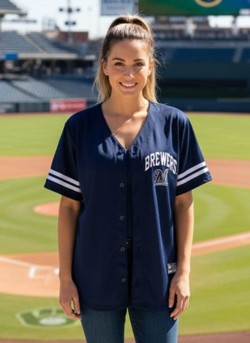 Milw Brewers Button-Up Jersey
