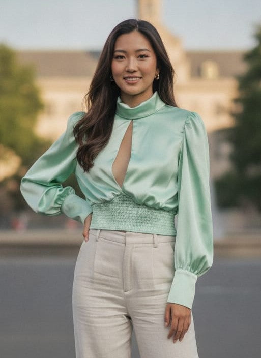 NWT Akira Keyhole Satin Blouse (org$40)