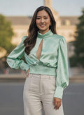 NWT Akira Keyhole Satin Blouse (org$40)