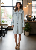 NWOT Indigo Thread Bell Sleeve Chambray Dress (org$78)