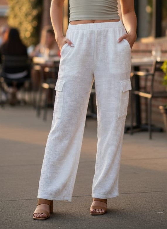 Rachel Paige Cotton Gauze Cargos