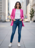 Vibrant Hot Pink Open-Front Blazer