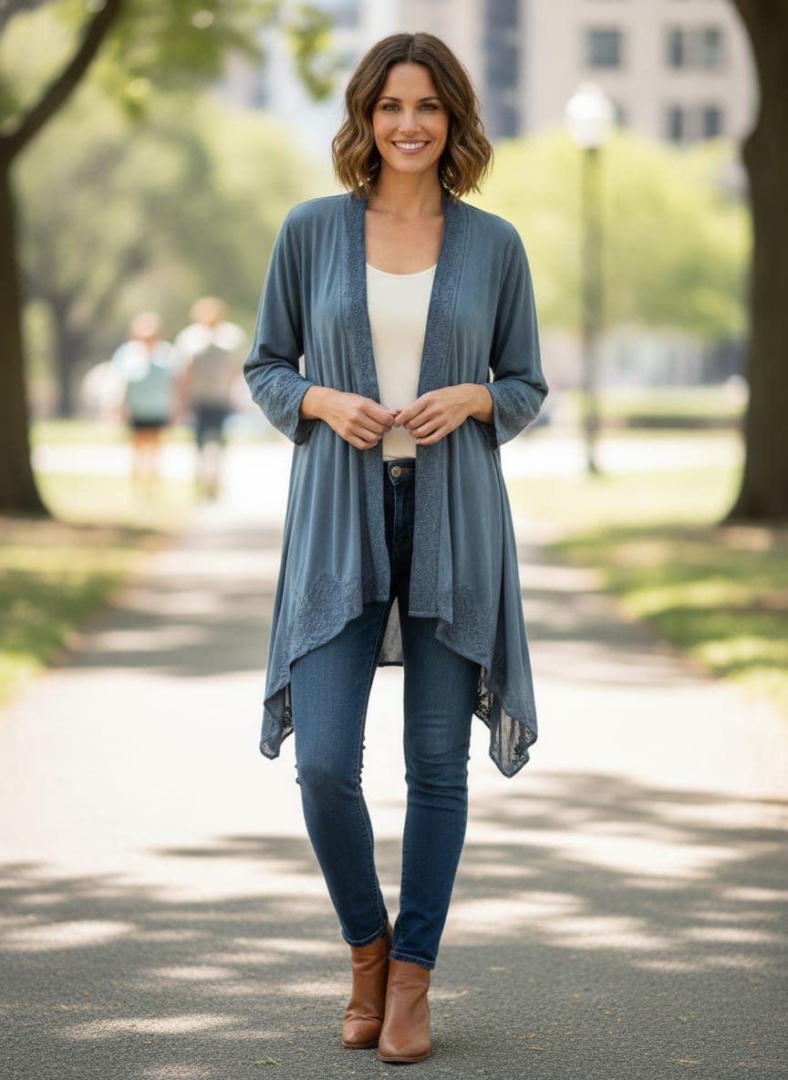NWOT Indigo Thread Co Embroidered Trim Cardigan