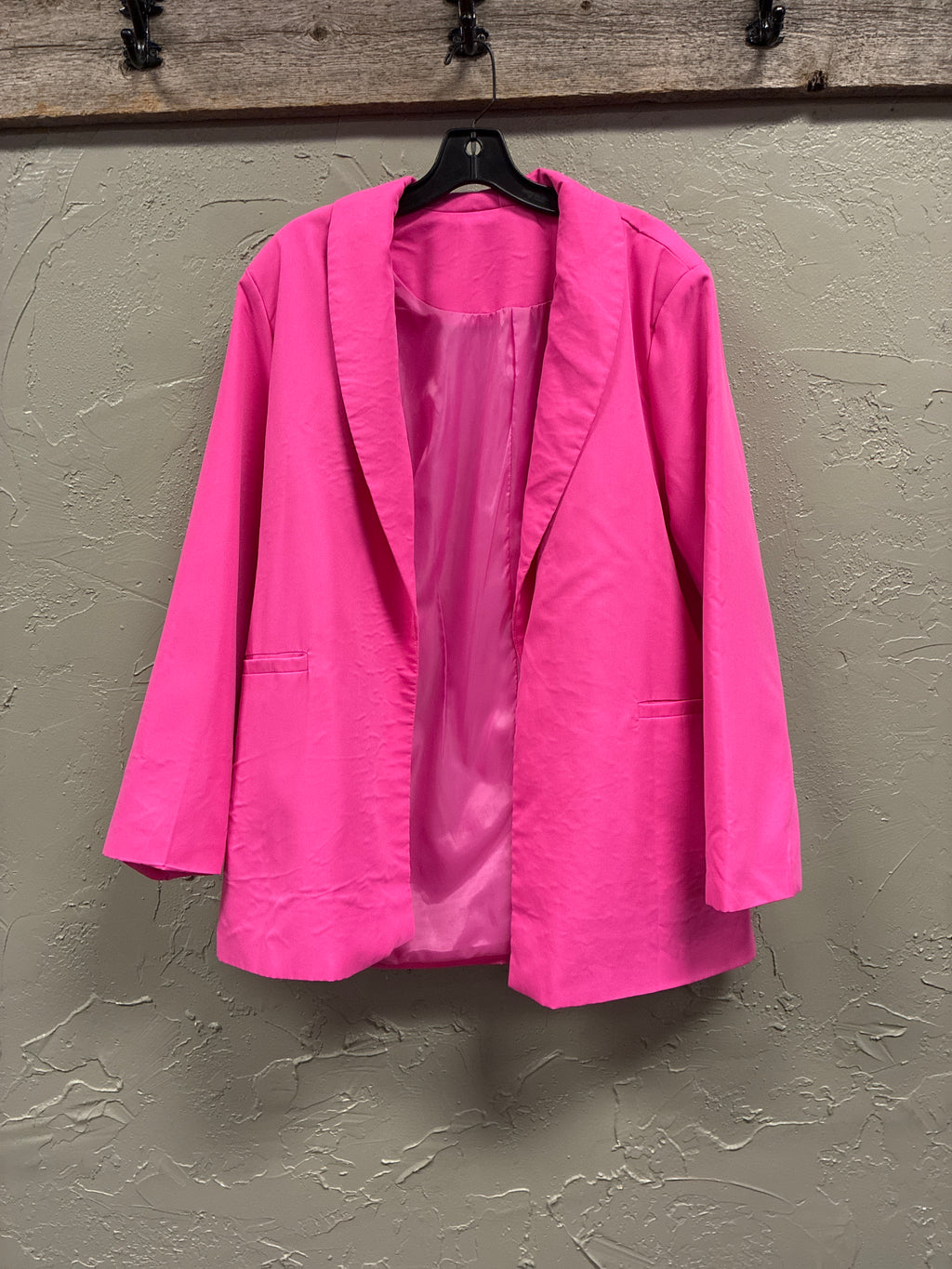 Vibrant Hot Pink Open-Front Blazer