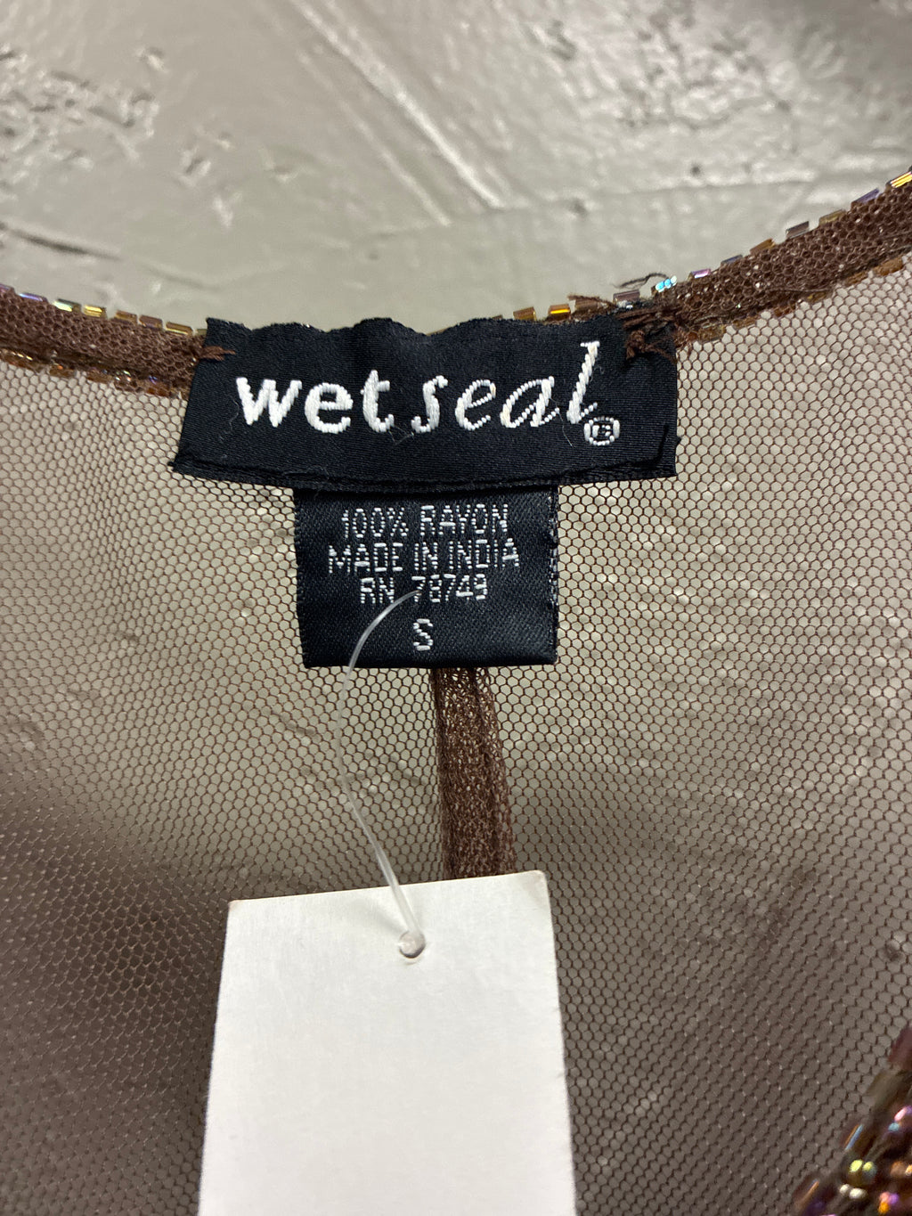 Vtg Y2K Sheer Beaded Camisole