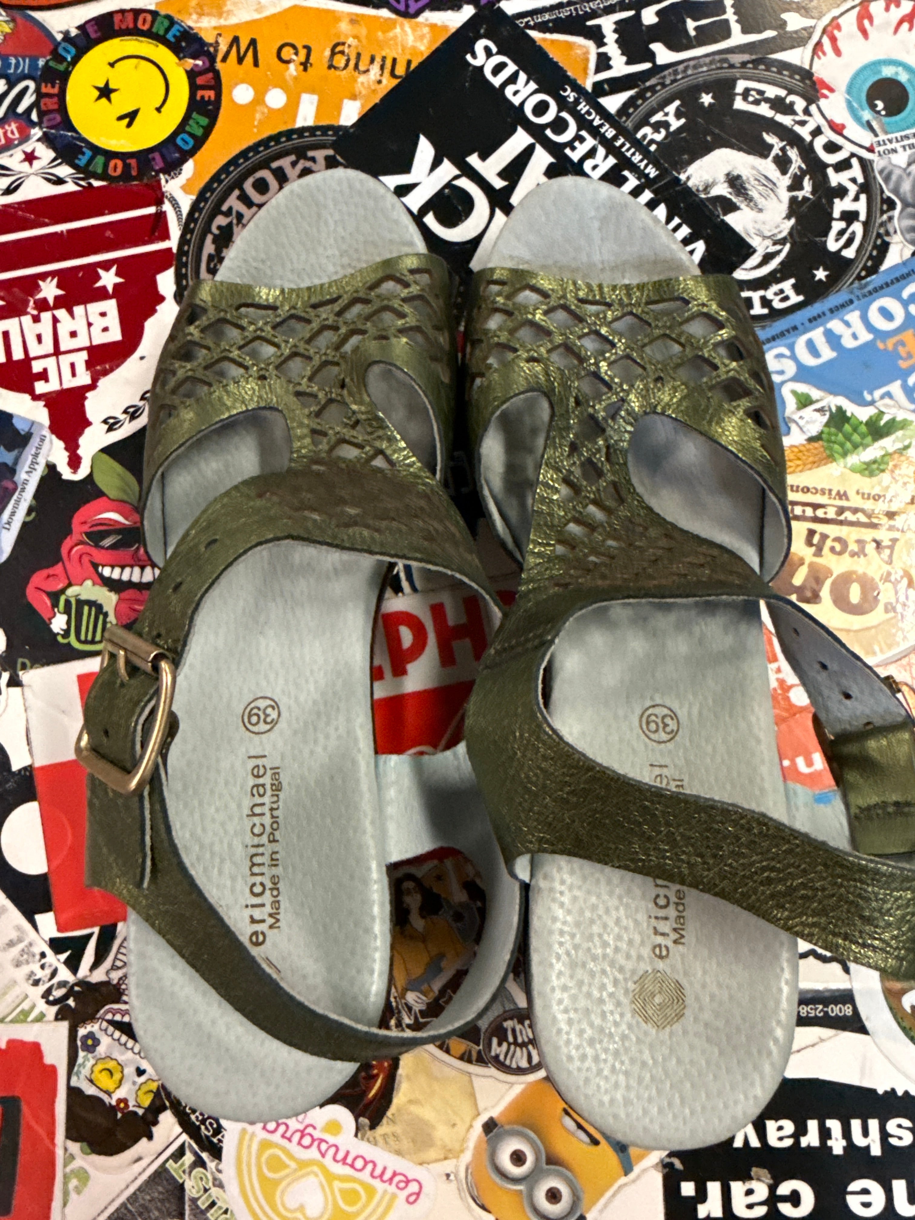 Eric Michael Metallic Sandals (org$125)
